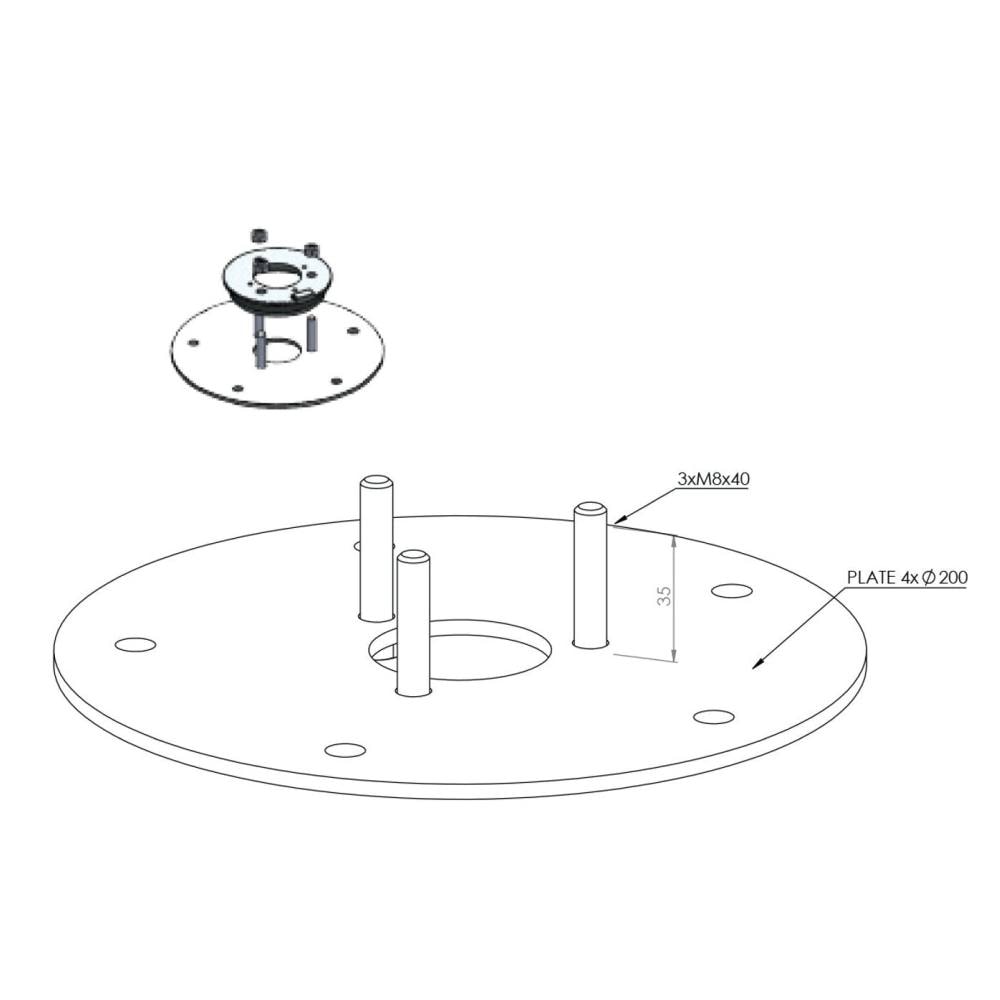 Norlys beslag til træ for pullert nr. 3080GA