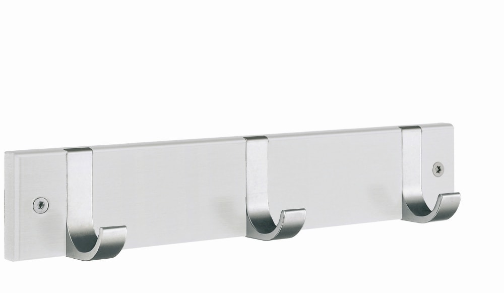 Beslagsboden 1075 knagerække 3 knager hvid/aluminium 346 x 65 mm
