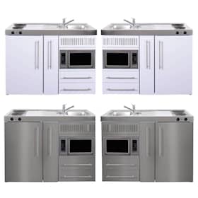 Juvel Premiumline minikøkken hvid med kølefrys kogeplade micro og vask th. 120 cm