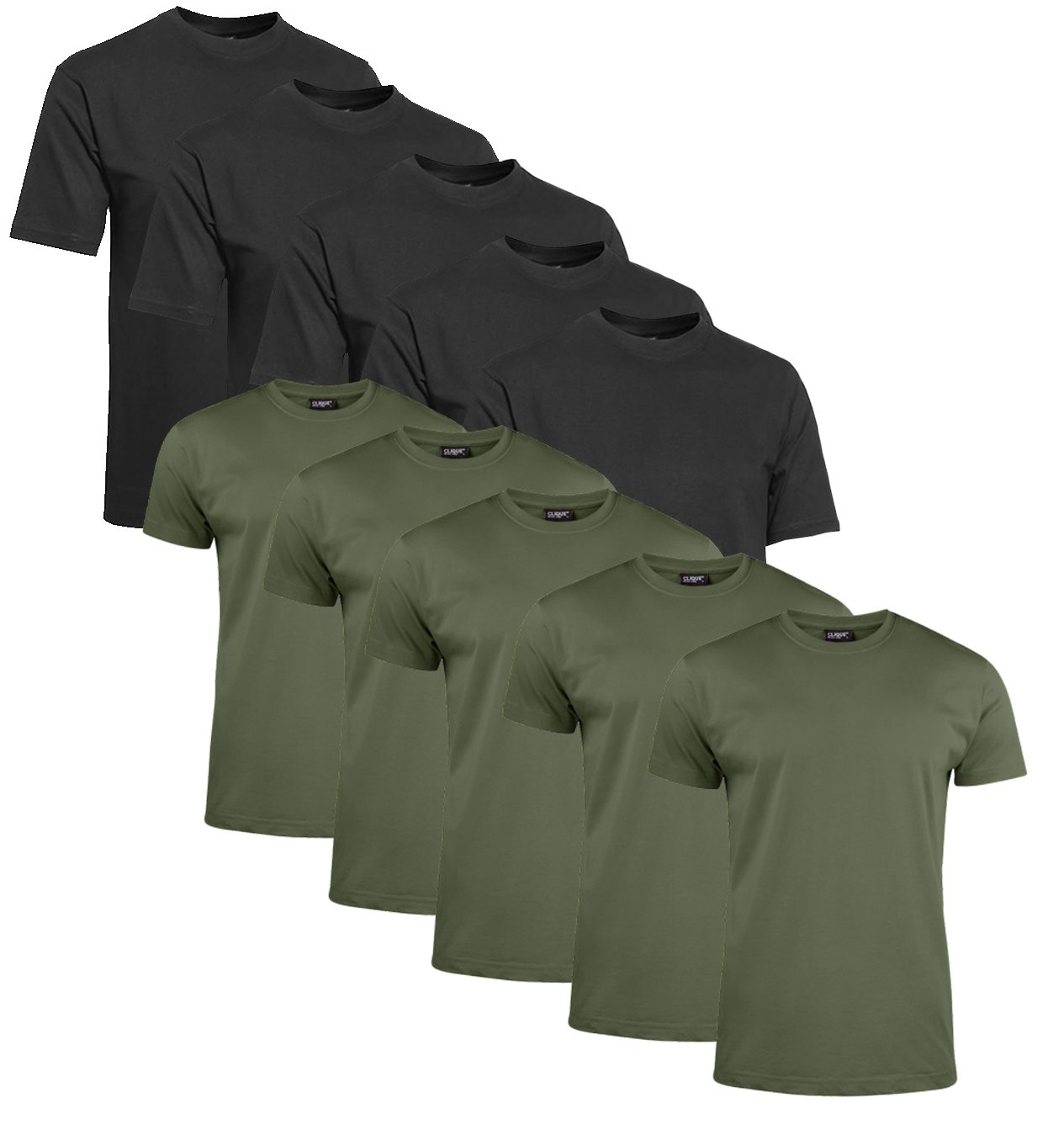 Clique T-shirt Herre 10-pak Sort/Army Green