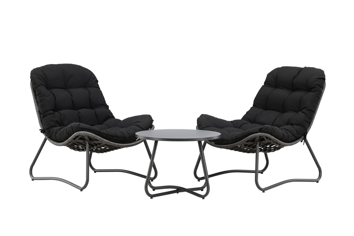 Venture Design Cala loungesæt 1+1 i mørkegrå/sort