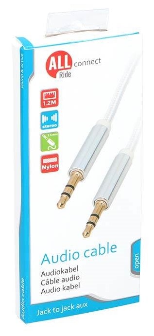 Allride Connect 2,0 minijack 3,5mm lydkabel nylon 1,2 meter