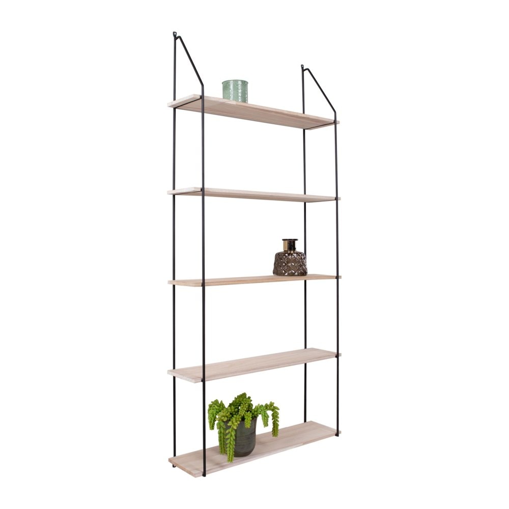 House Nordic Eindhoven hylde med sort ramme og 5 træhylder