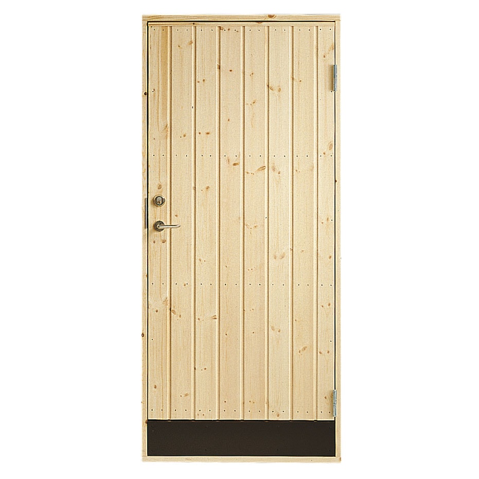 Plus udhusdør i ubehandlet træ, lodret panel
