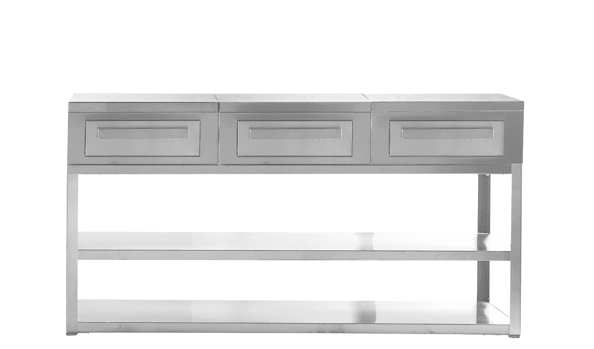 Myoutdoorkitchen Nordic Line fritstående arbejdsbord 3 opbevaringsskuffer rustfri