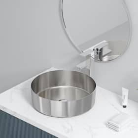 Bathlife Juvel fritstående håndvask børstet nikkel med bundventil Ø406 mm