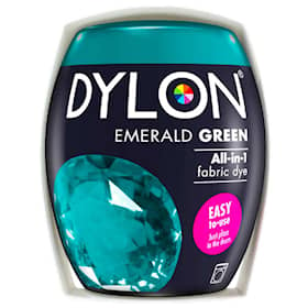 Dylon maskin tekstilfarve 04 Emerald Green med salt. Pakke med 350 gram.