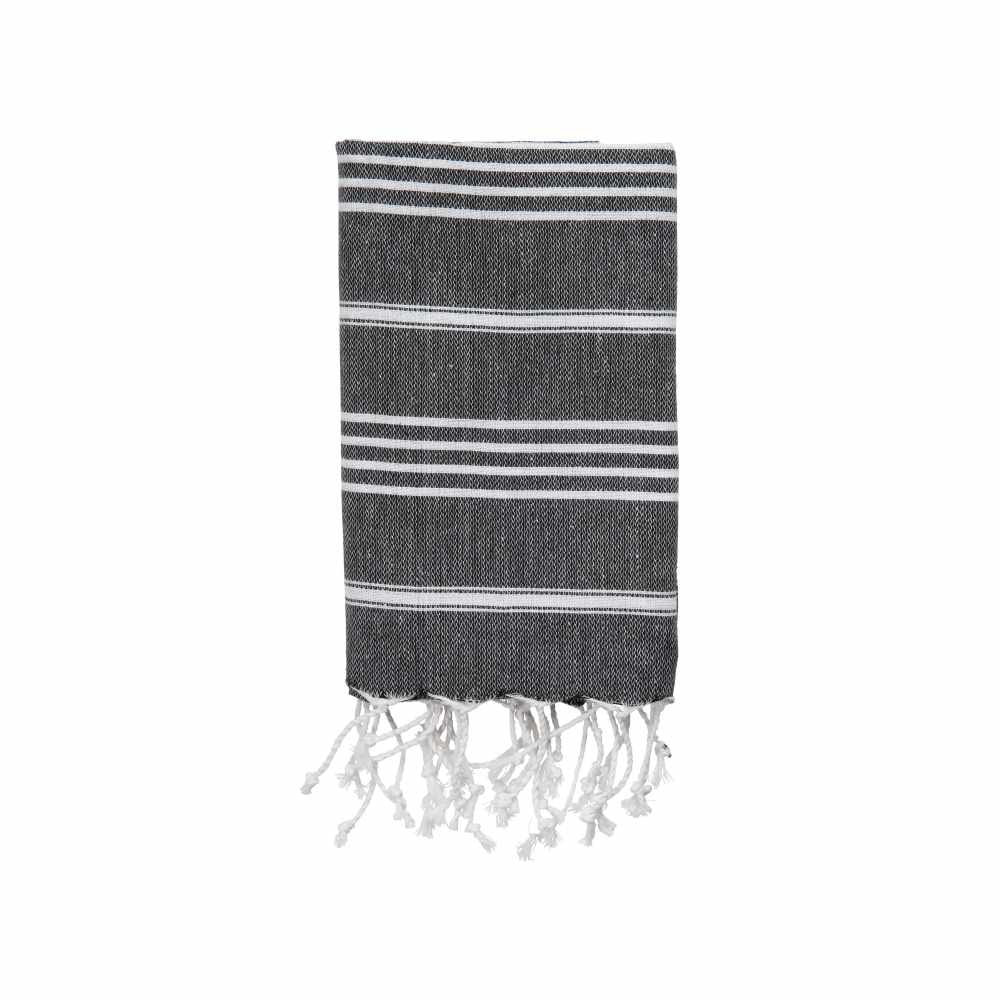 Royal Touch Hamam håndklæde sort / hvid 100 x 180 cm