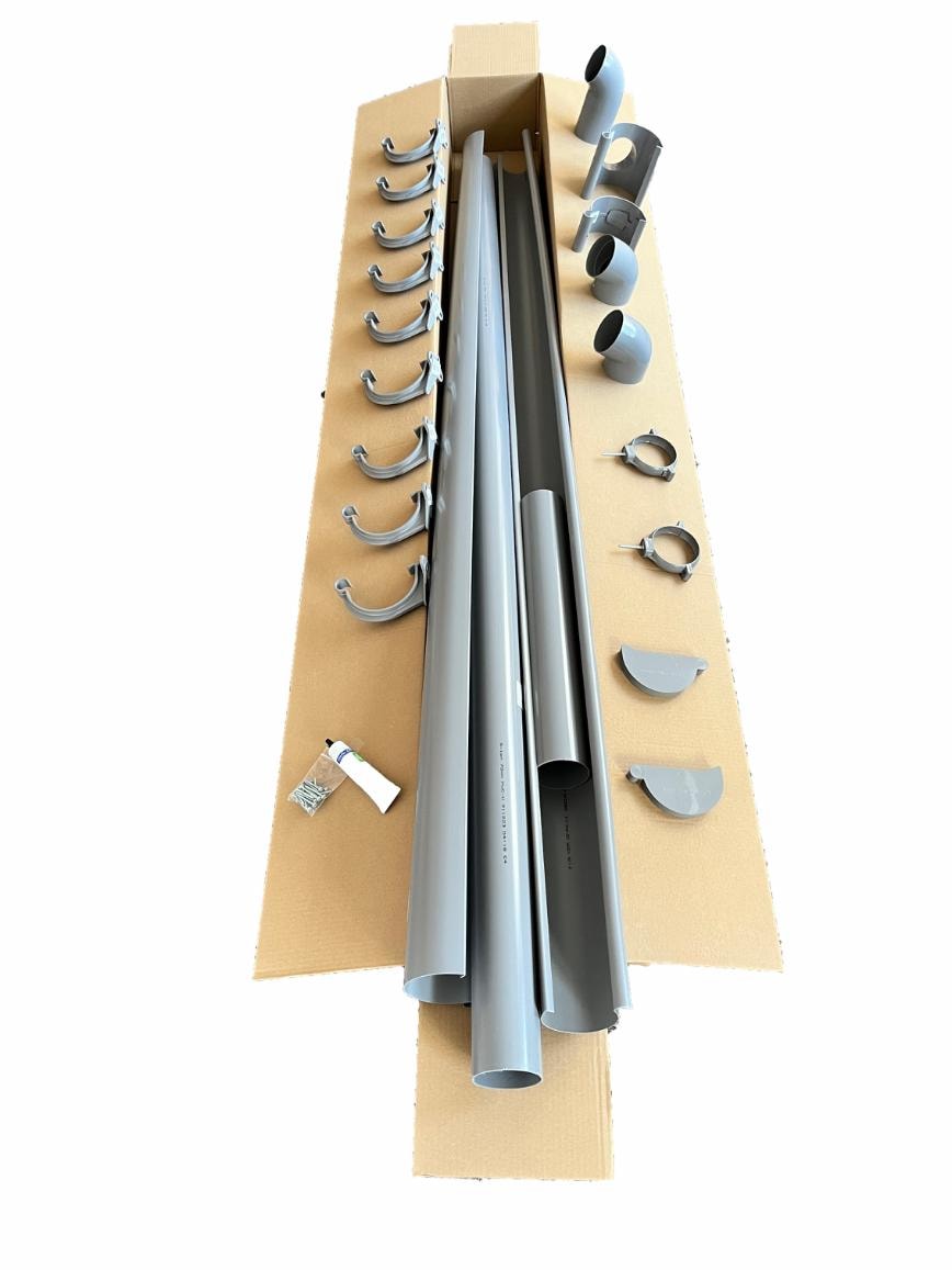 Rias Rodena tagrendesæt komplet hvid plast 4 meter