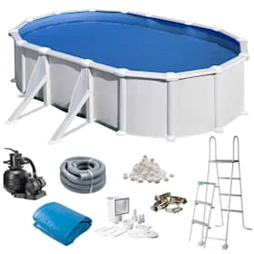 Swim & Fun Basic pool oval 730 x 375 x 132 cm i klar hvid 28.217 liter
