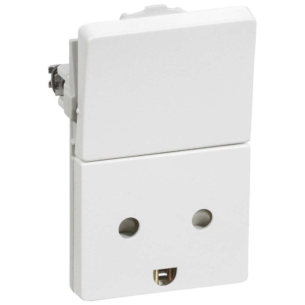 LK Fuga stikkontakt med afbryder hvid 2-pol med jord 1 1/2 modul