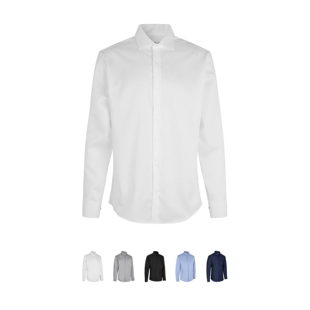 Seven Seas Fine Twill skjorte modern sort str. 5XL