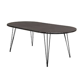 Venture Design Viga spisebord i sort stål med grå spray glasplade 200 x 100 cm