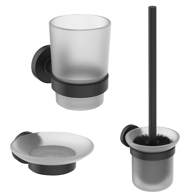 Ideal Standard IOM tilbehørssæt med sæbeskål silk black/frostet