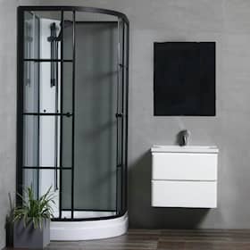 Bathlife Betrakta Hjørne brusekabine sort / hvid med klart glas 80 x 80 x 200 cm
