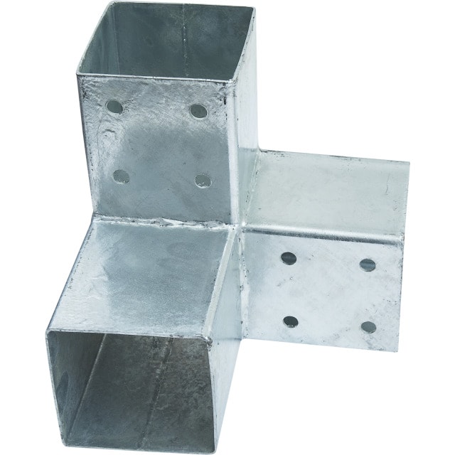 Nortiq stolpehjørne dobbelt 3 samlinger galvaniseret 200 x 185 mm til 7 x 7 cm