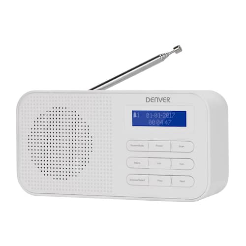 Denver DAB-42 DAB+ radio i hvid med FM, ur og alarm