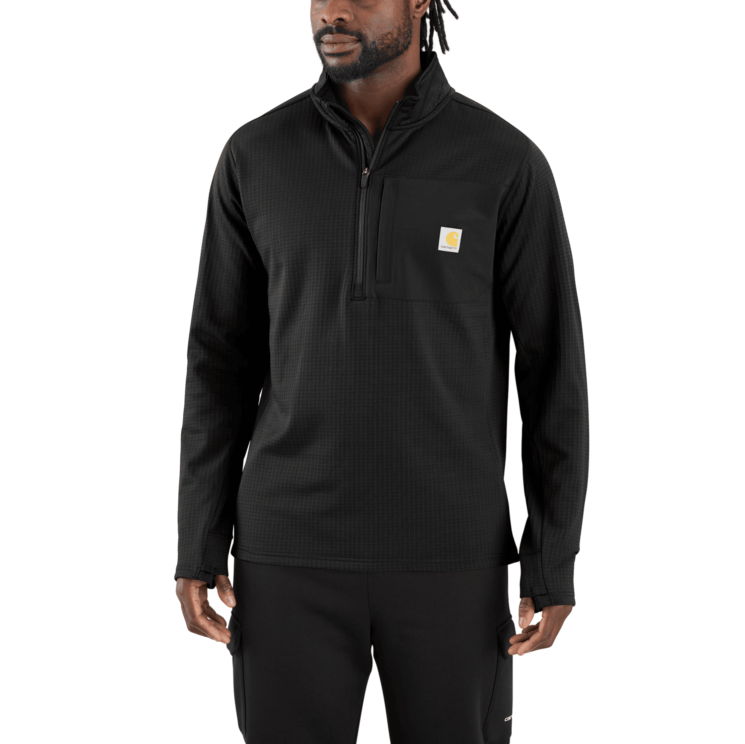 Carhartt Carhartt Force Relaxed Fit Mock Neck Half-Zip T-Shirt Men Black 2XL