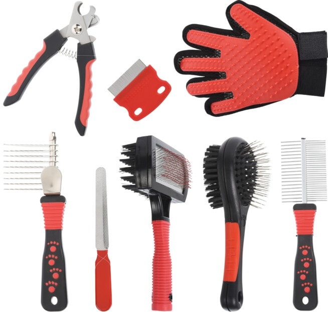 Børstesæt til hund 9 dele