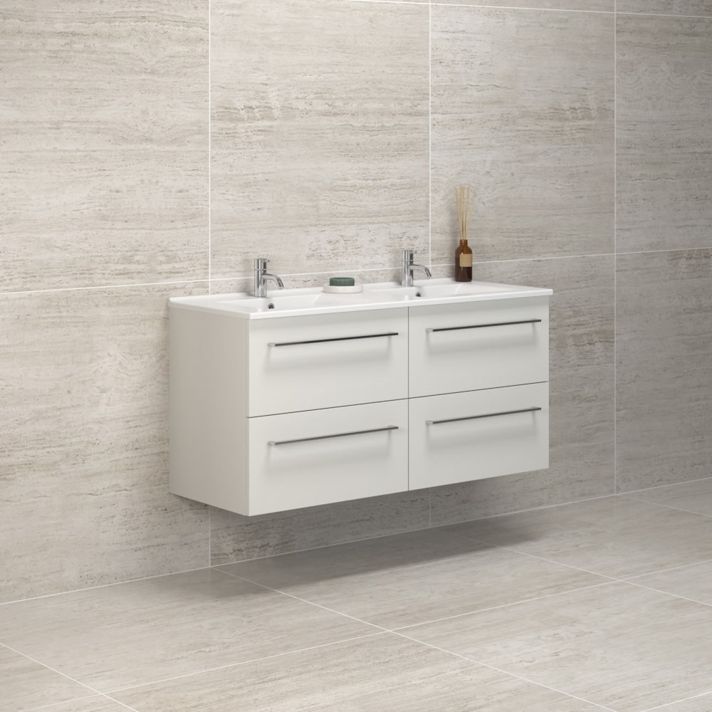 Scanbad Multo vaskeskab 121 cm varm eg Amber dobbeltvask 4 skuffer