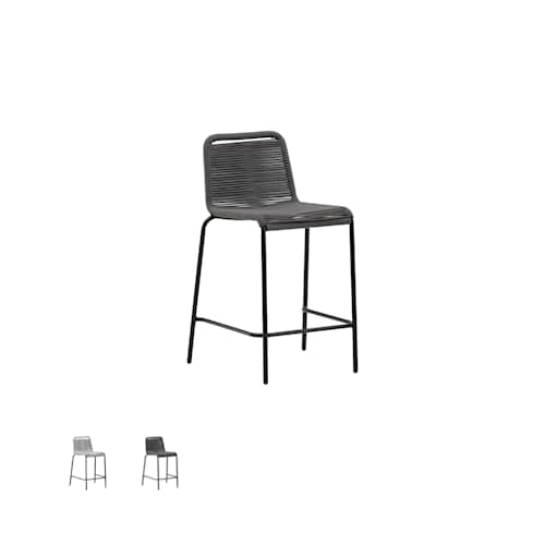 Venture Design Lindos barstol i sort/lysegrå reb