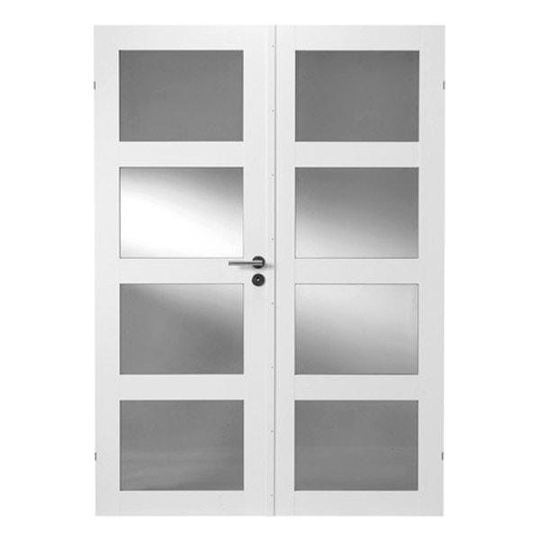 Swedoor Purity GW04L+GW04L folieom. dør m/ glas HVID 72,5+39,8 x204 cm (12x21)