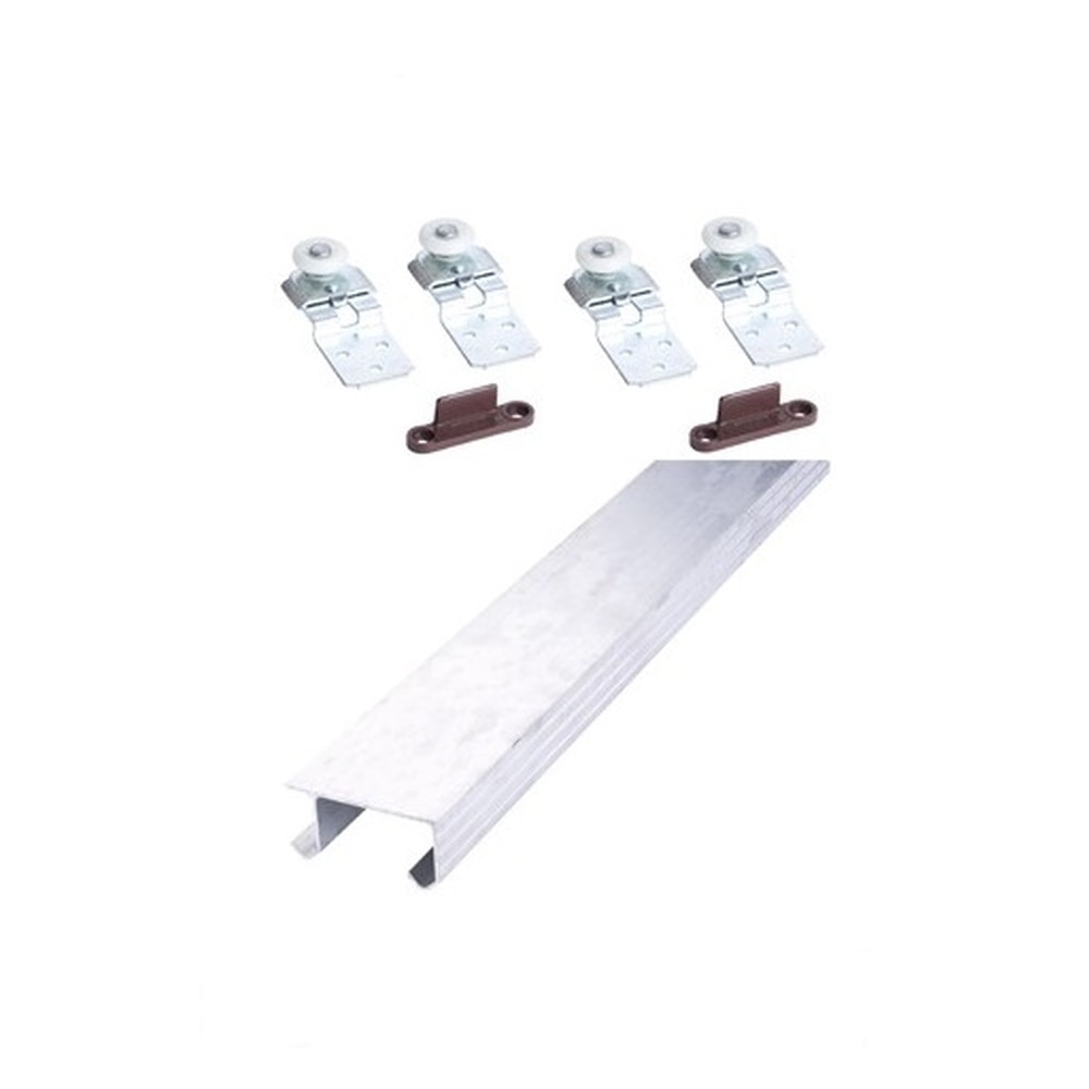 Svalk KG skydedørsbeslagsæt, dobbelt komplet med skinne