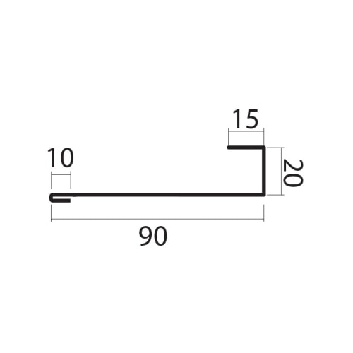 Scan afvandinsgrende blank alu 90 x 20 x 1200 mm | Tagmaterialer | Byggematerialer