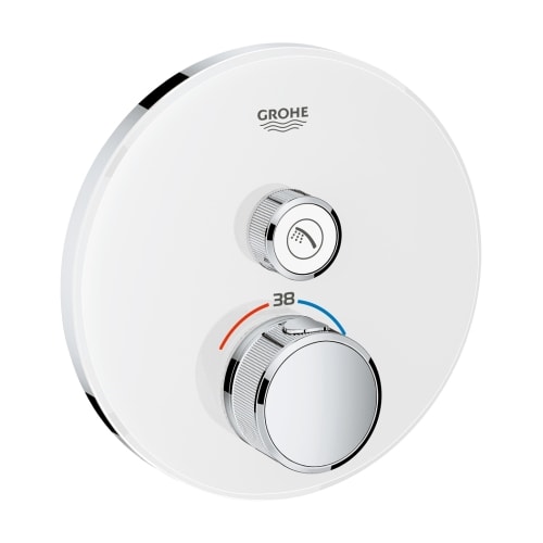 Grohe Grohtherm SmartControl rund termostat i hvid til indbygning, 1 ventil