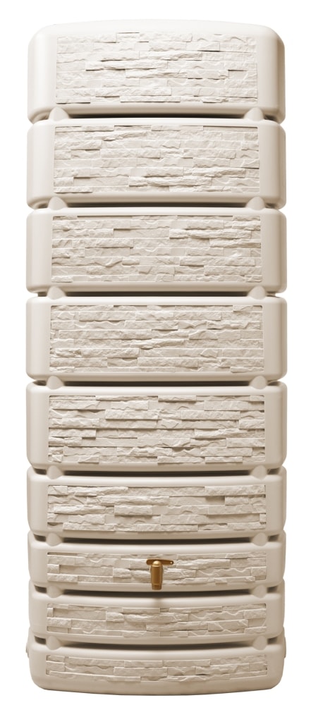 4Rain Slim Stone Decor regnvandstønde i sandbeige med hane vægmodel 500L