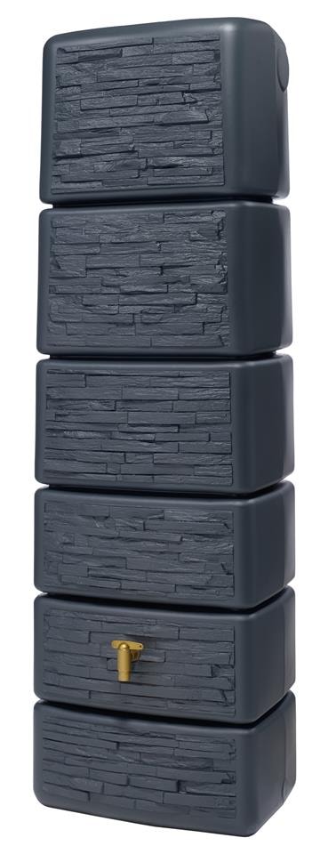 4rain Slim Stone regnvandsbeholder grå granit med hane 500L