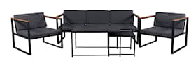 Venture Design Dakar sofagruppe i sort med grå hynder og sofabord