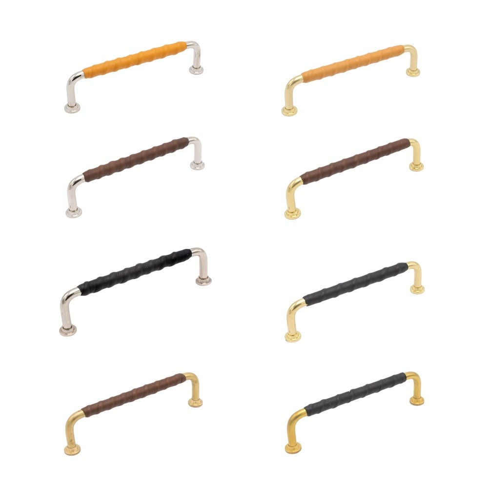 Beslag Design 1353-128 greb læder ubehandlet messing