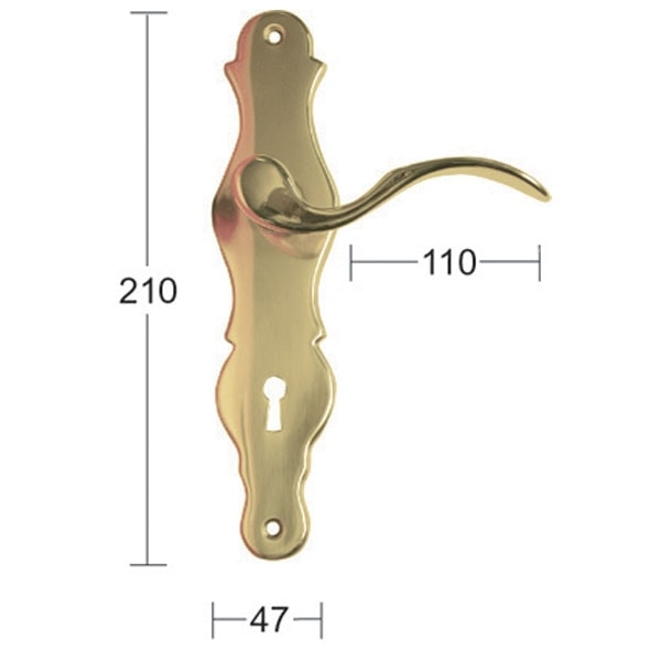 Habo dørgreb med langskilt i messing