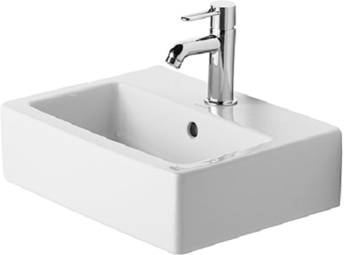 Duravit Vero vask med hanehul 45 x 35 cm. Til væg.Hvid porcelæn