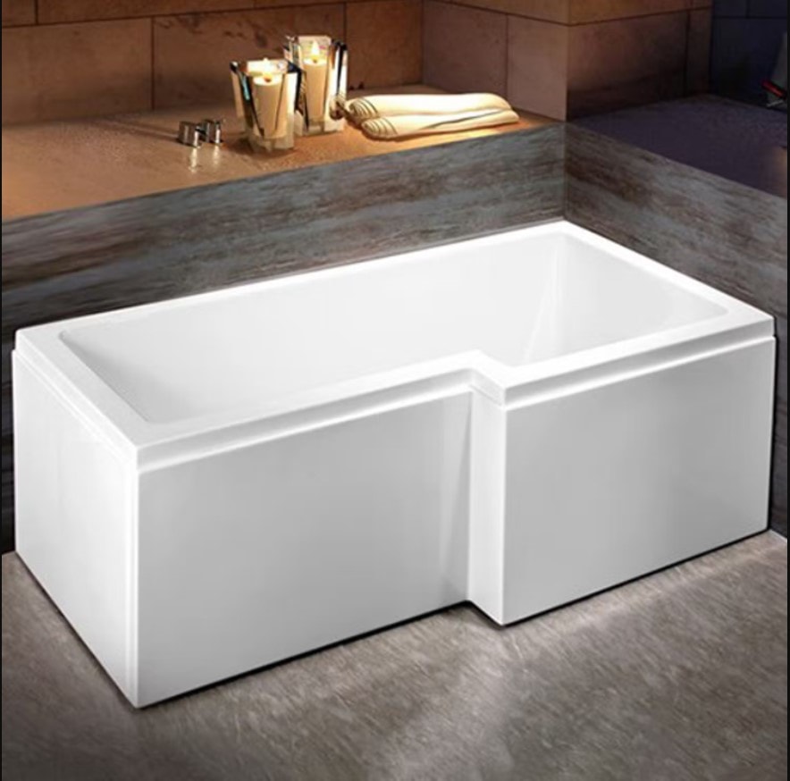 Bathlife Behag 1700 badekar, højre 170 x 85 cm med front og gavl
