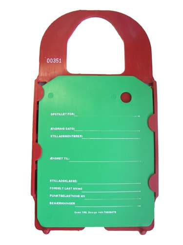 Jumbo sikkerhedsskilt grøn / rød til rullestilladsSIKKERHED