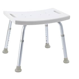 Assistent badtaburet i aluminium med hvidt sæde, justerbar højde