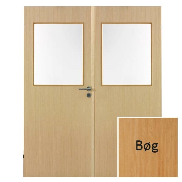 Swedoor Easy Nature G21+G21 40 mm bøg dør m. glas 62,5+62,5x200cm (13x20,5)