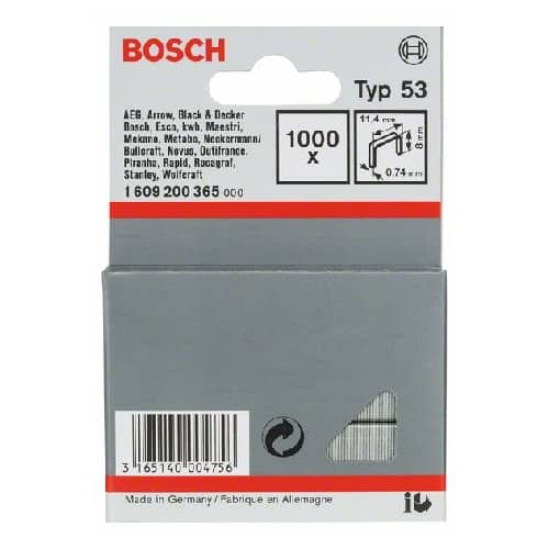 Bosch hæfteklammer type 53 11,4 x 0,74 x 8 mm 1000 stk