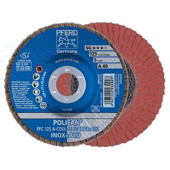 PFERD Lamelrondel PFC 125 A-COOL SG INOX+ALU 125/22.23 mm 40 korn