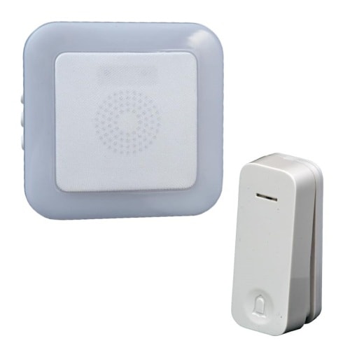 TREND Premium Bluu 1 trådløs dørklokke i hvid med kinetic ringetryk