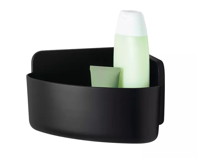 Tesa Lavaa hjørnebrusekurv Small matsort, selvklæbende