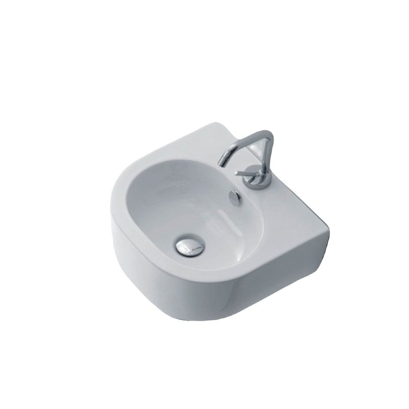 Lavabo FLO porcelænsvask i hvid med hanehul, til væg / bord