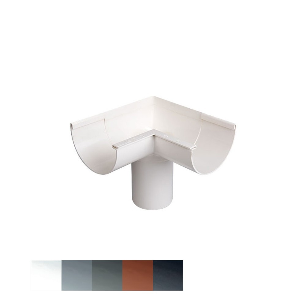 Plastmo Plast indvendig gering 90 grader med nedløb/tud
