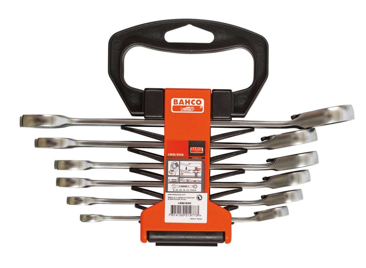 Bahco skralde-ringgaffelnøglesæt 1RM/SH6 8–17 mm 6 dele