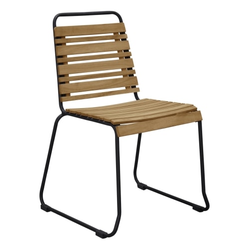 Venture Design Bois stabelstol i sort metal og akacia