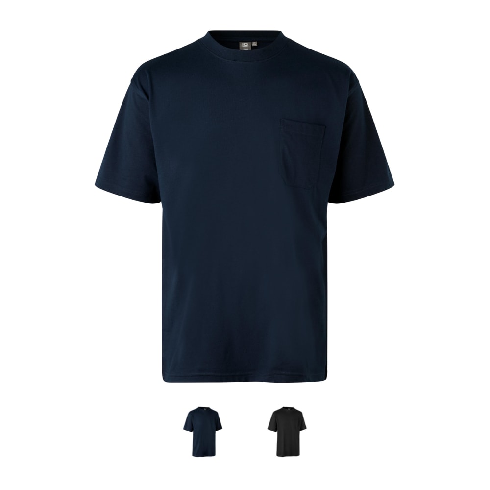 ID T-Time t-shirt med brystlomme navy str. XL | Blå mørk