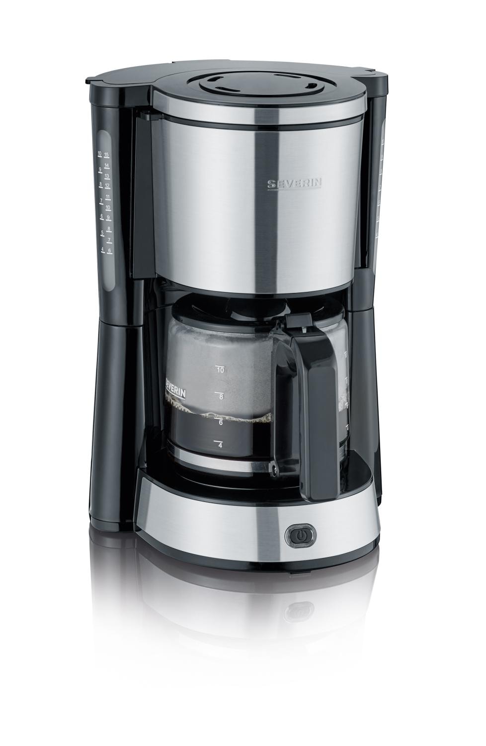Severin Type KA 4823 kaffemaskine 10 kopper sort/børstet stål 1000W