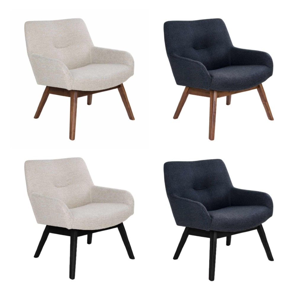 House Nordic London lænestol i mørkegrå stof med ben i valnød